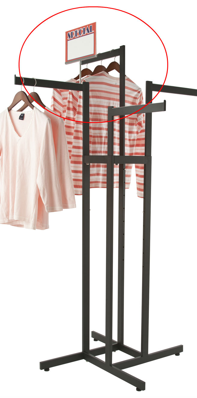 5.5"H x 7"W Acrylic Sign Holder for Clothing Racks with 3"Long Swedge Stem